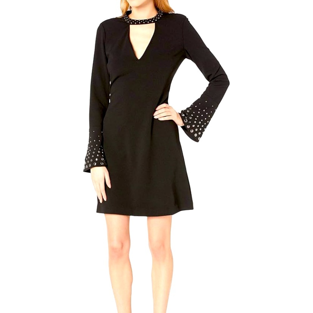 NWT RACHEL Rachel Roy Black Embellished Fit & Flare Dress Size 2